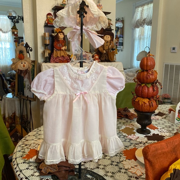 Nana’s Pet Vintage Toddler girls Pinafore Dress with matching Bonnet size 2 - Picture 4 of 16